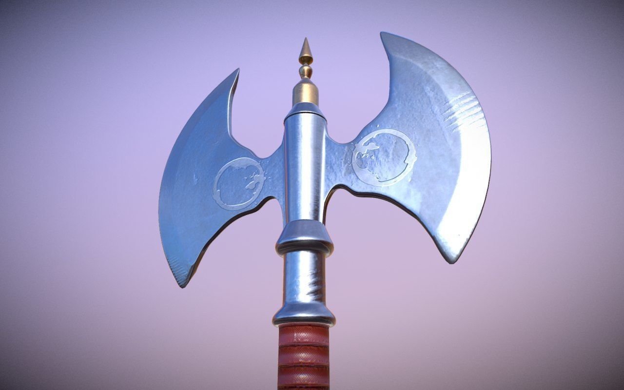 Medieval Axe Low-poly 3D model_7