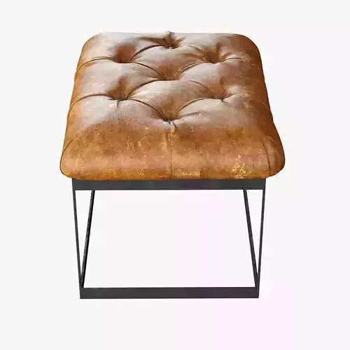 Restoration Hardware 22  Tufted Leather  Metal Bench Low-poly 3D model
