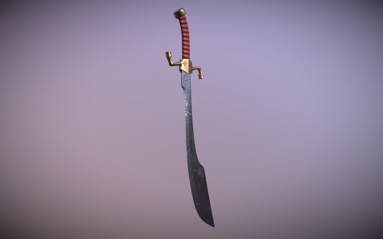 Medieval Falchion Low-poly 3D model_5