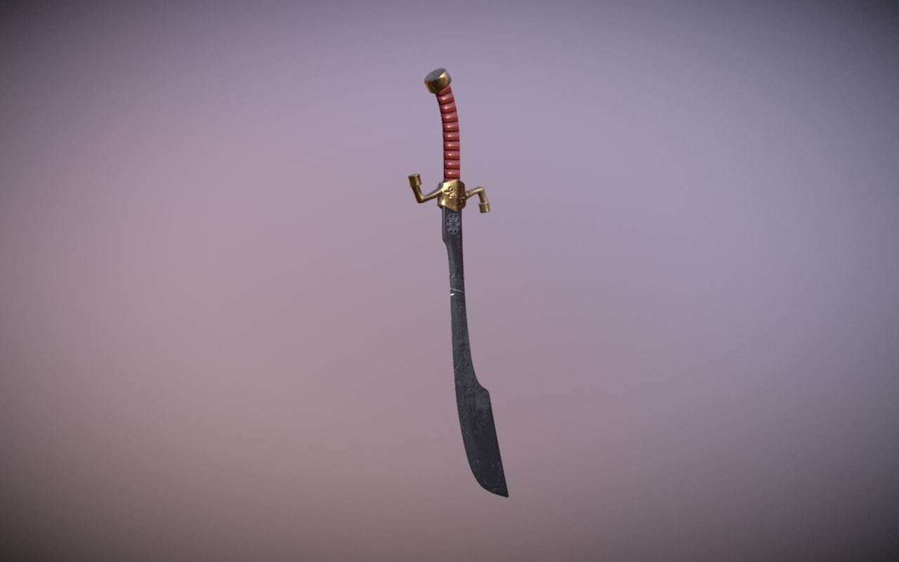 Medieval Falchion Low-poly 3D model_1