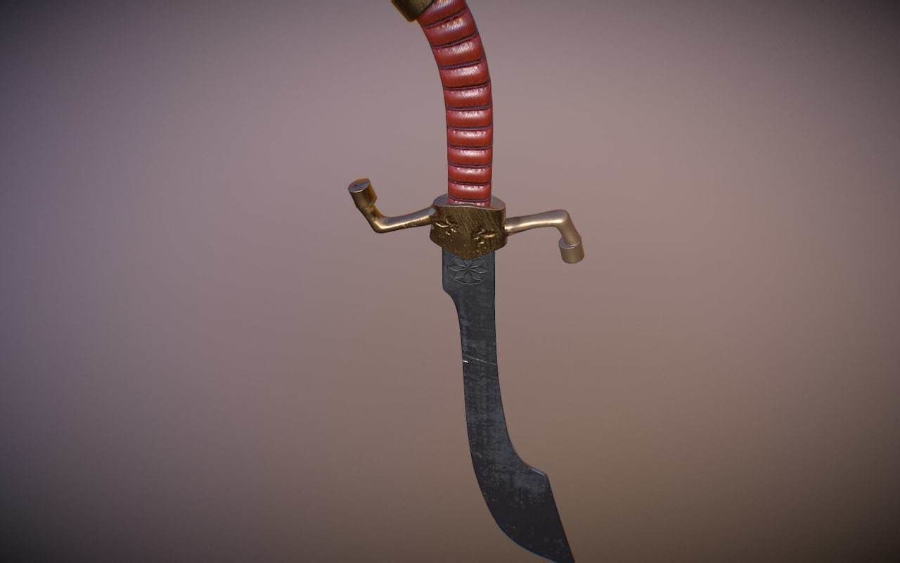 Medieval Falchion Low-poly 3D model_3