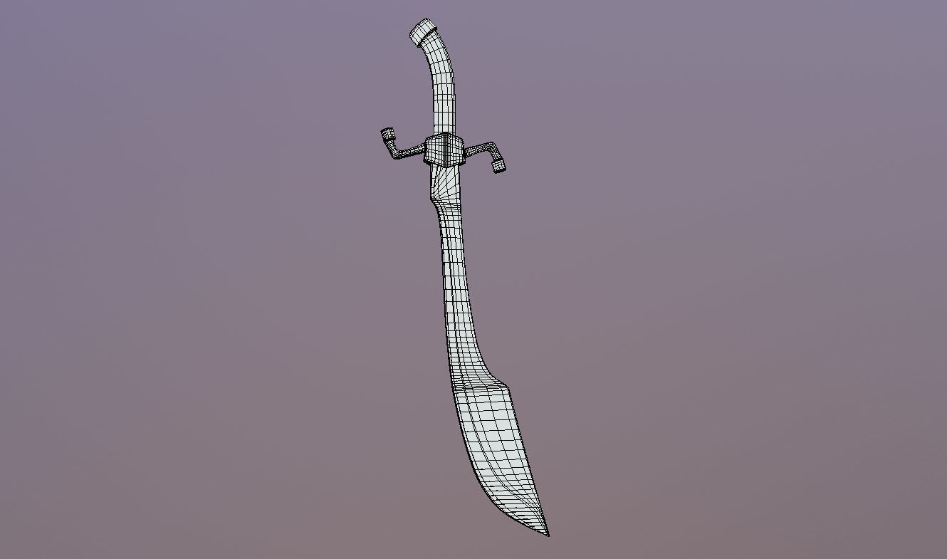 Medieval Falchion Low-poly 3D model_7