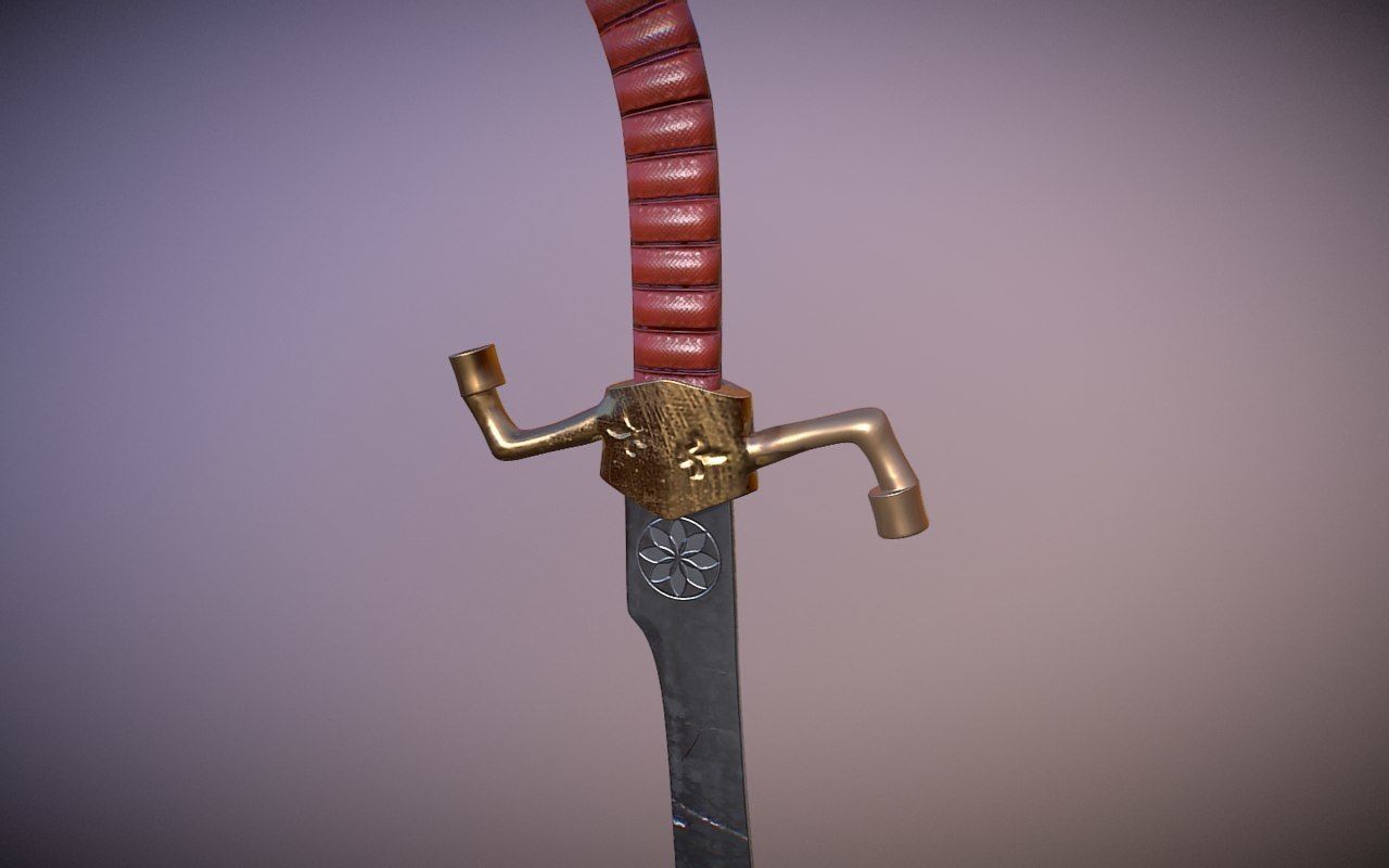 Medieval Falchion Low-poly 3D model_4