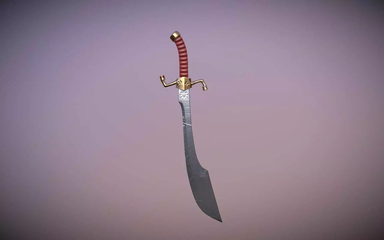 Medieval Falchion Low-poly 3D model_0