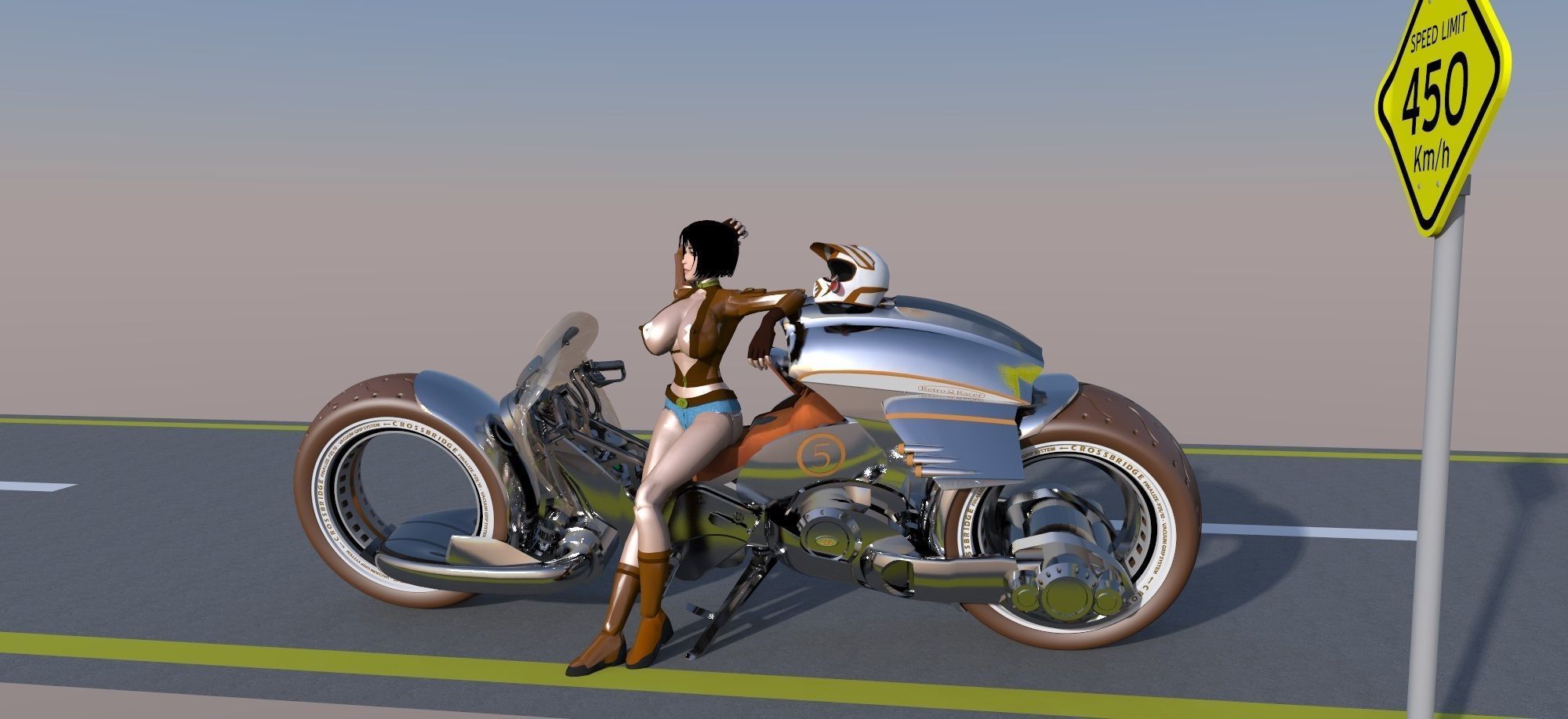SCIFI SUPER BIKE Low-poly 3D model_5