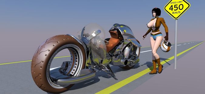 SCIFI SUPER BIKE  Low-poly 3D model