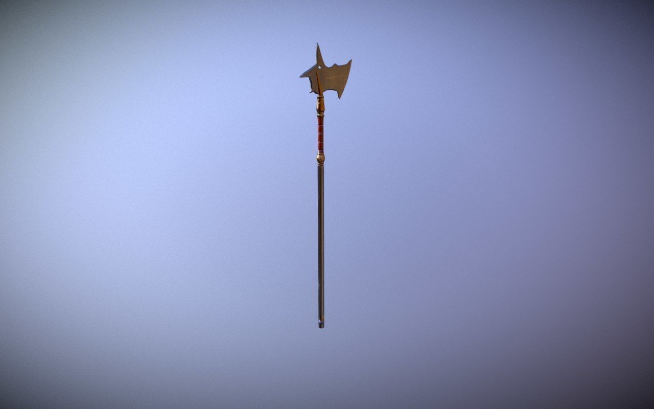 Medieval Halberd Low-poly 3D model_4