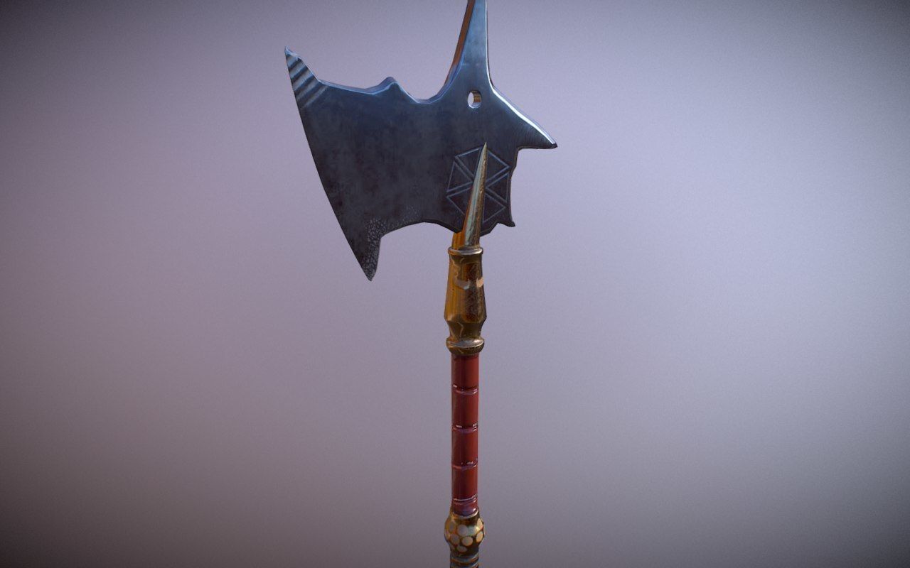 Medieval Halberd Low-poly 3D model_6