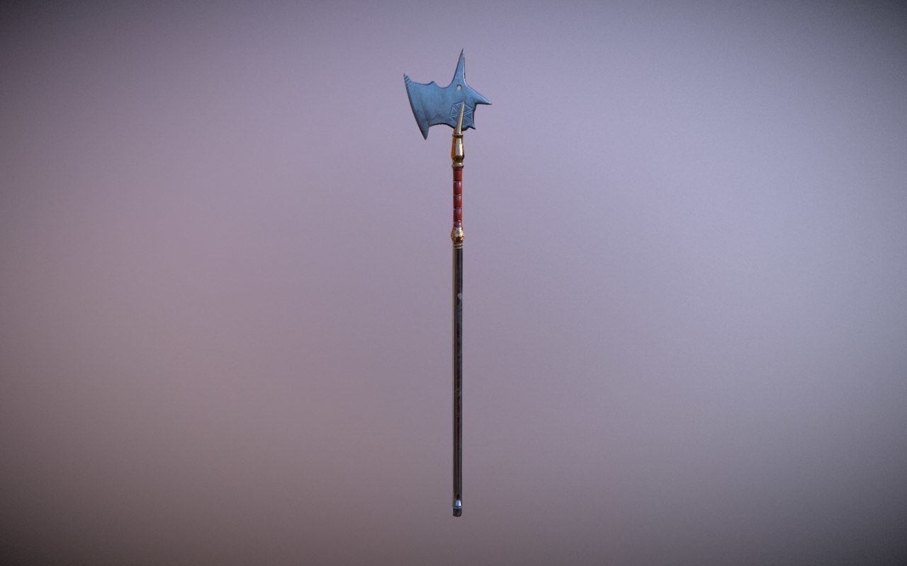 Medieval Halberd Low-poly 3D model_2