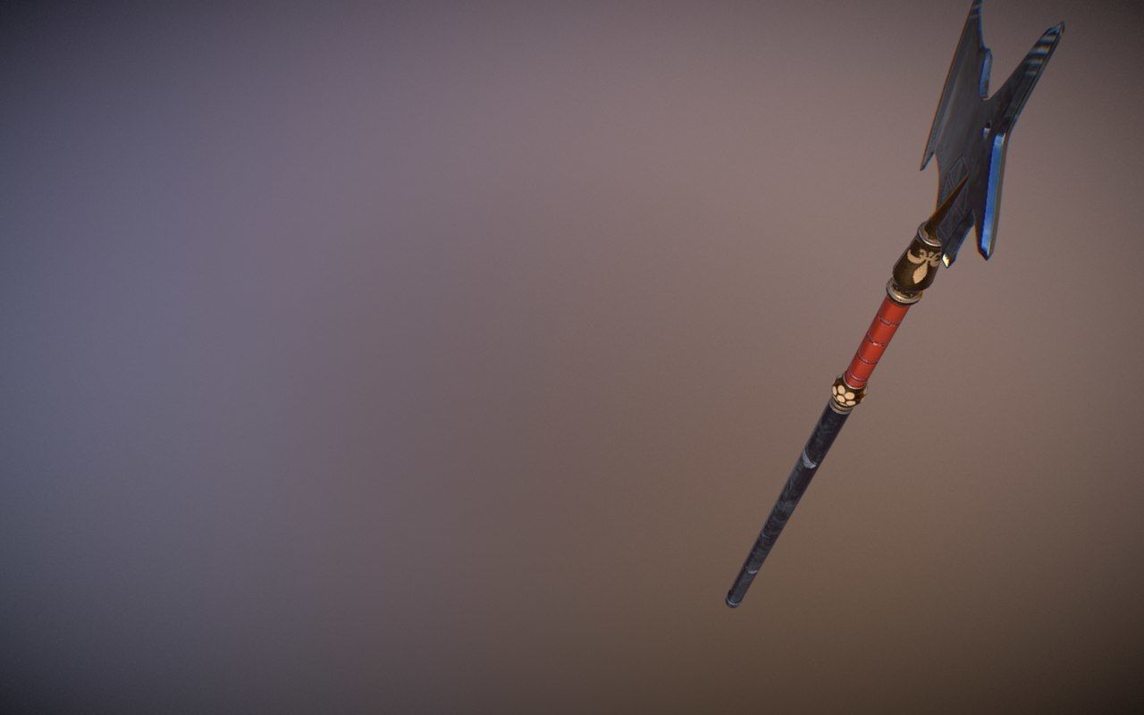 Medieval Halberd Low-poly 3D model_7