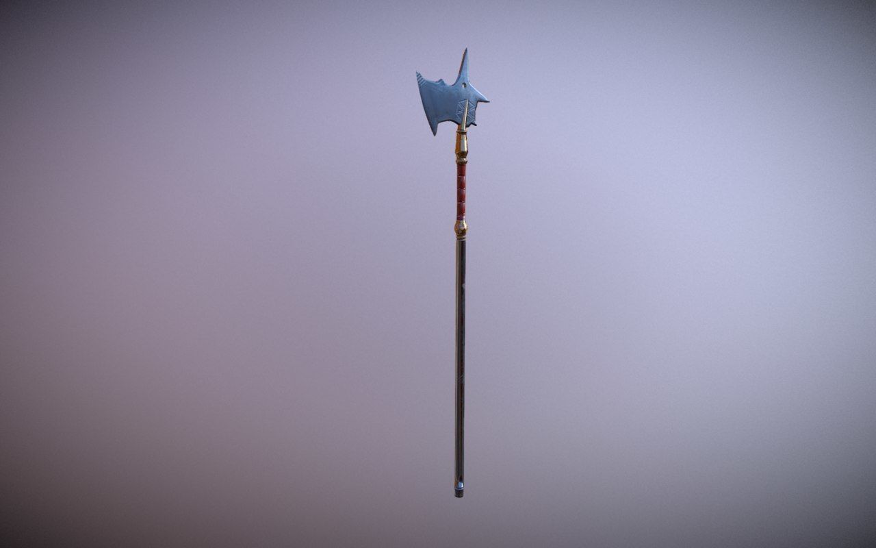 Medieval Halberd Low-poly 3D model_1