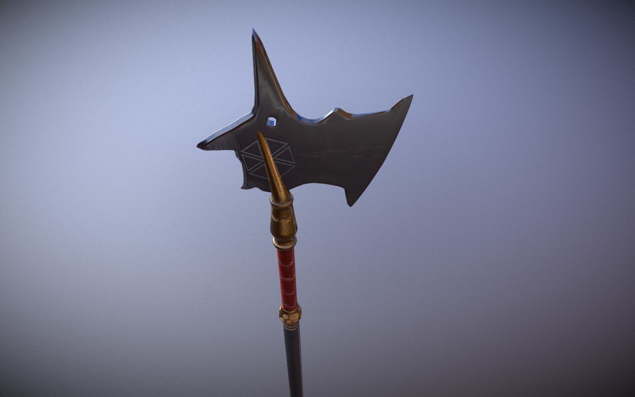 Medieval Halberd Low-poly 3D model_5