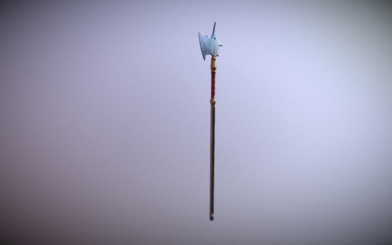 Medieval Halberd Low-poly 3D model_3