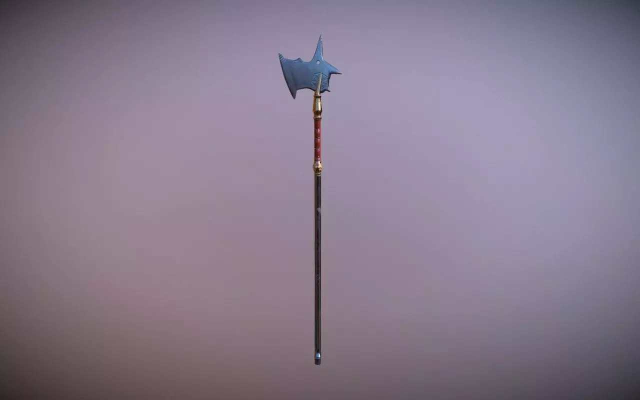 Medieval Halberd Low-poly 3D model_0