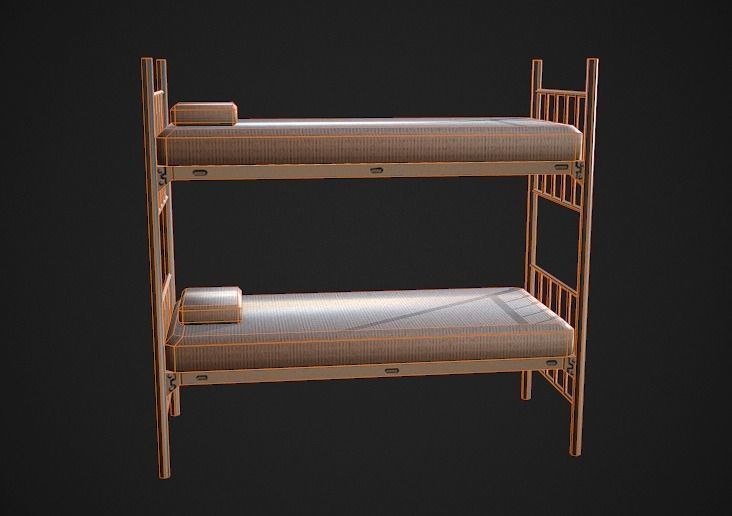 Bunk Bed Low Poly Low-poly 3D model_4