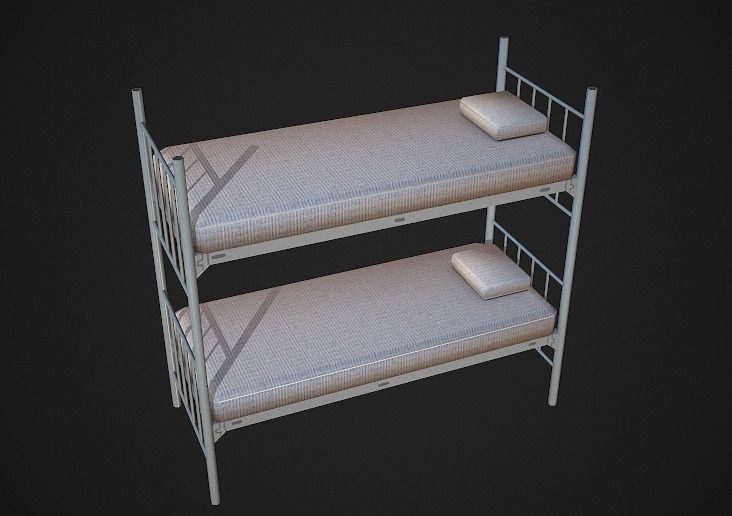 Bunk Bed Low Poly Low-poly 3D model_3