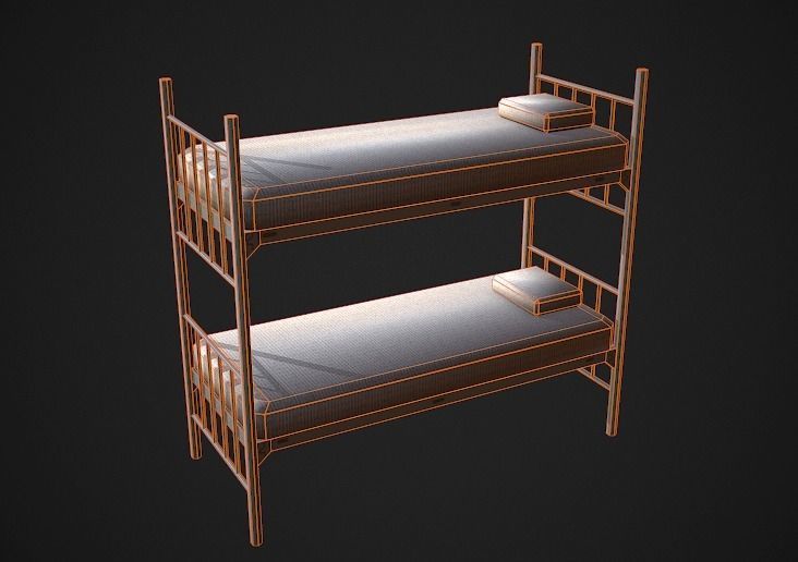 Bunk Bed Low Poly Low-poly 3D model_6