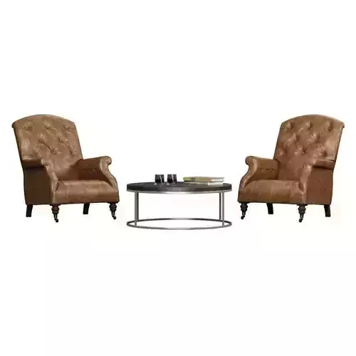 Restoration Hardware  Diplomat Leather Club Chair  Nicholas Oa Low-poly 3D model