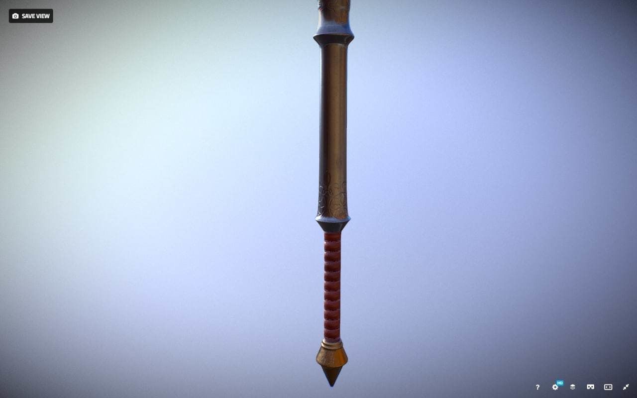 Medieval Mace Low-poly 3D model_3