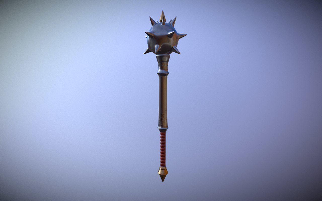 Medieval Mace Low-poly 3D model_1