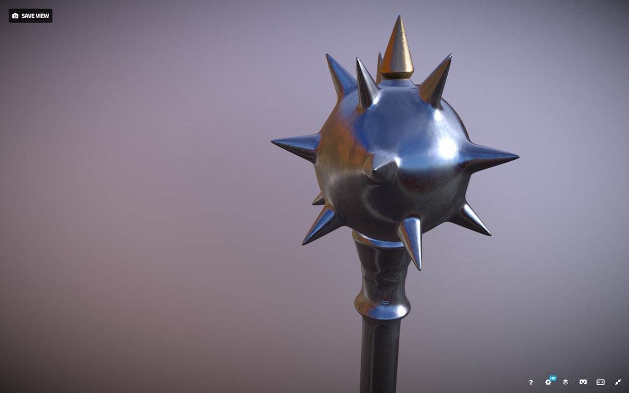 Medieval Mace Low-poly 3D model_2
