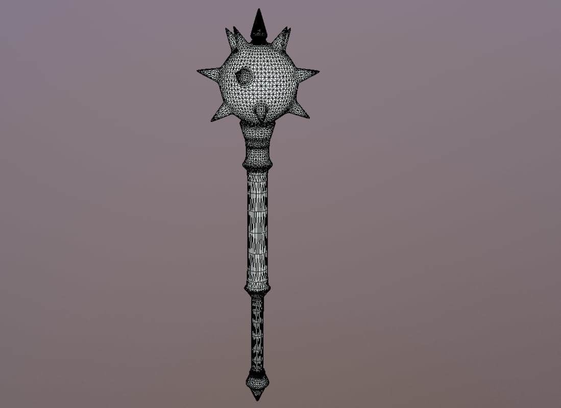 Medieval Mace Low-poly 3D model_5