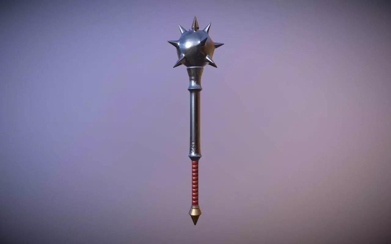 Medieval Mace Low-poly 3D model_0