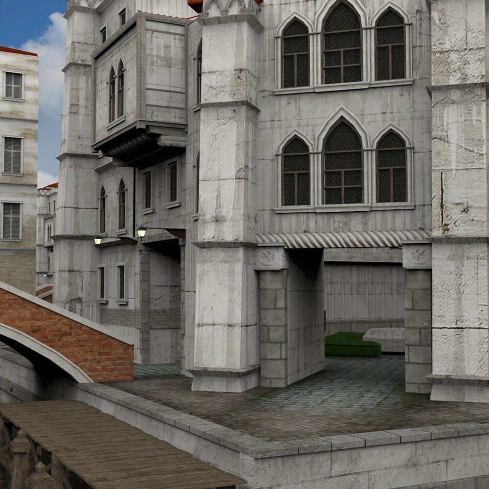 Canal Town for obj and fbx 3D model_5