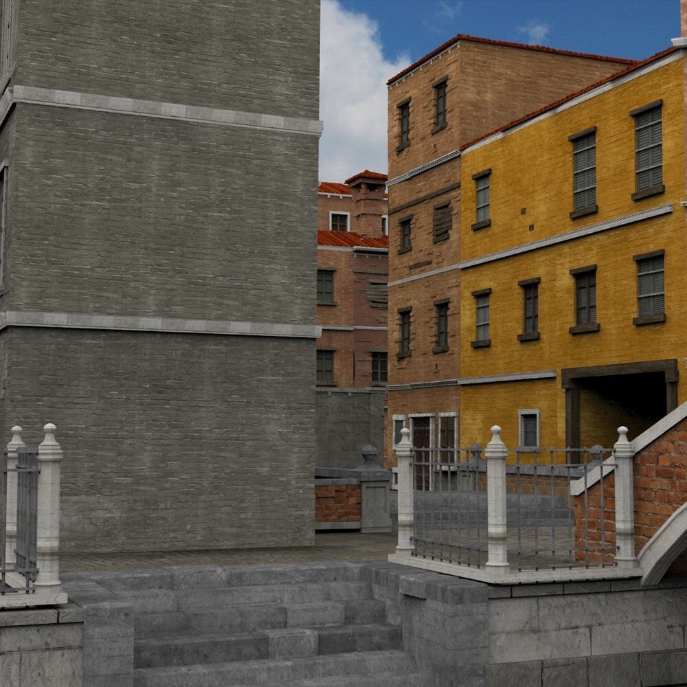 Canal Town for obj and fbx 3D model_8