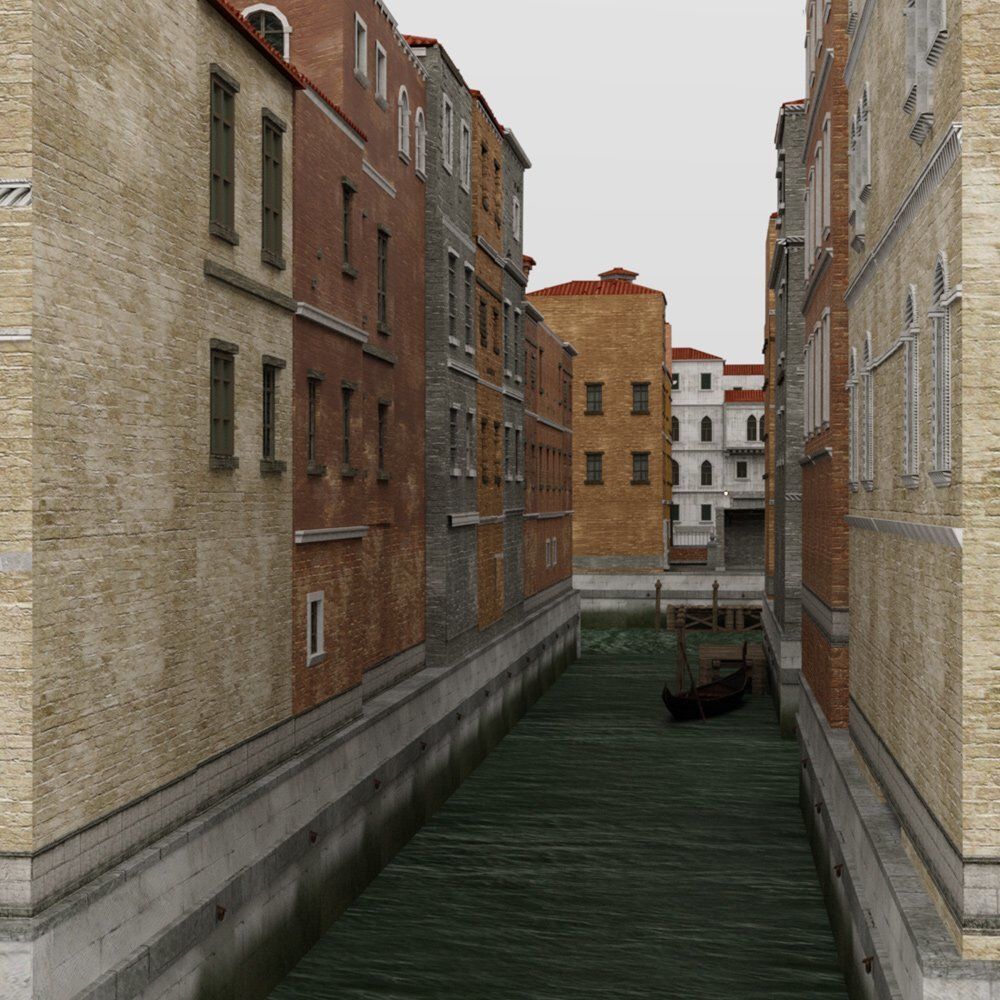 Canal Town for obj and fbx 3D model_2