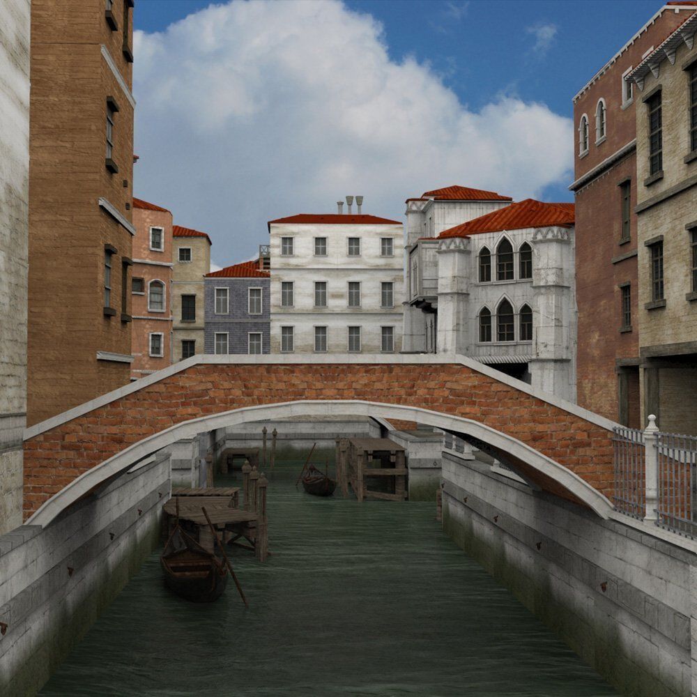 Canal Town for obj and fbx 3D model_6