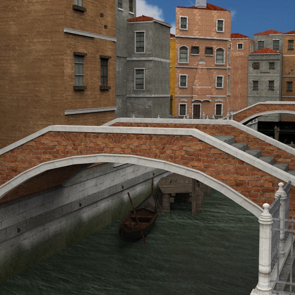 Canal Town for obj and fbx 3D model_1