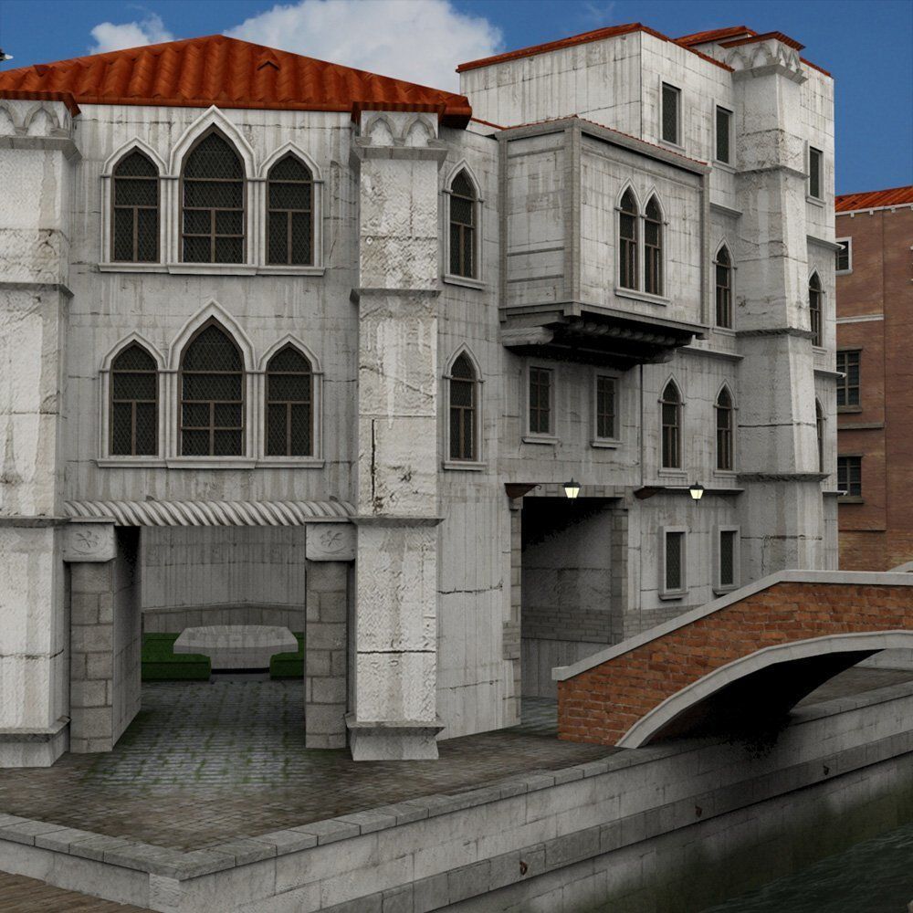 Canal Town for obj and fbx 3D model_9