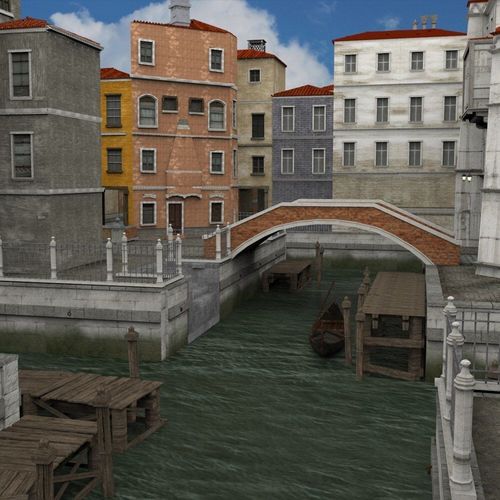 Canal Town for obj and fbx 3D model