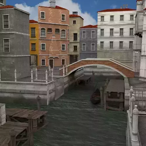 Canal Town for obj and fbx 3D model