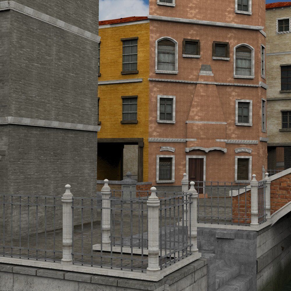 Canal Town for obj and fbx 3D model_7