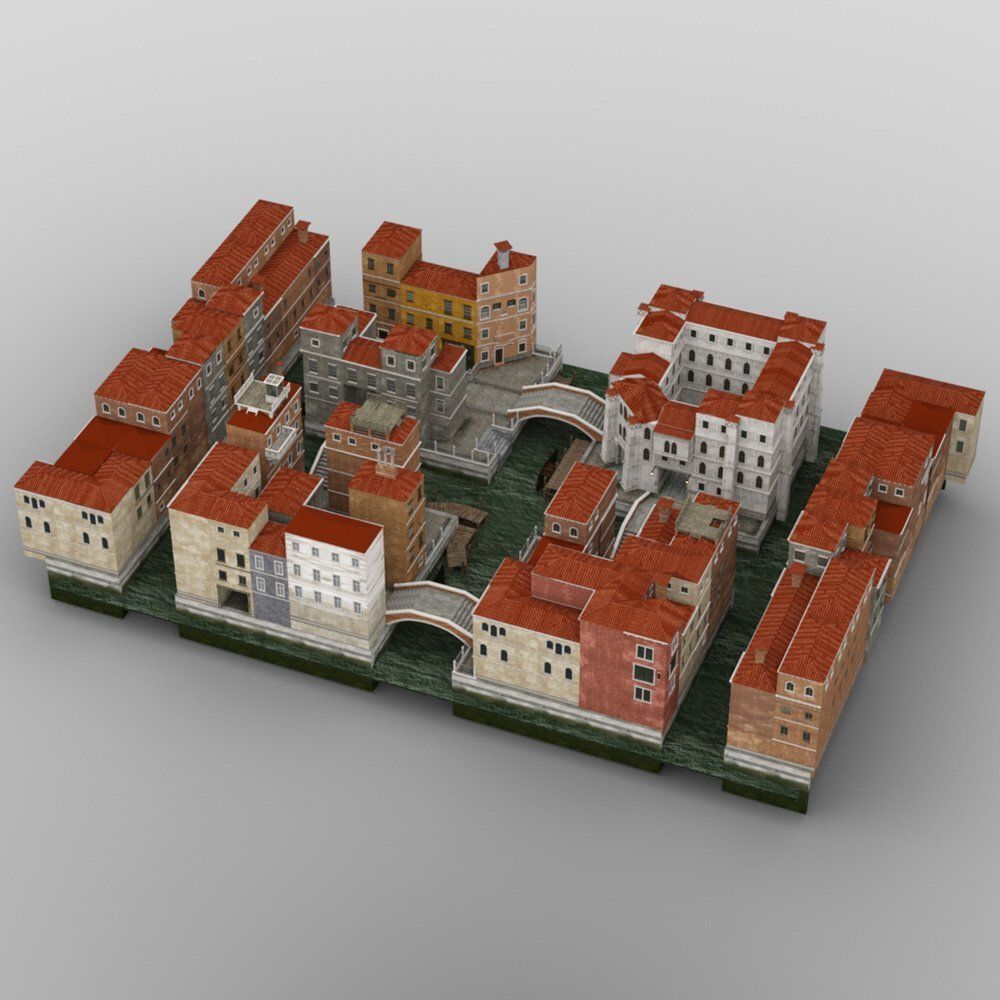 Canal Town for obj and fbx 3D model_10