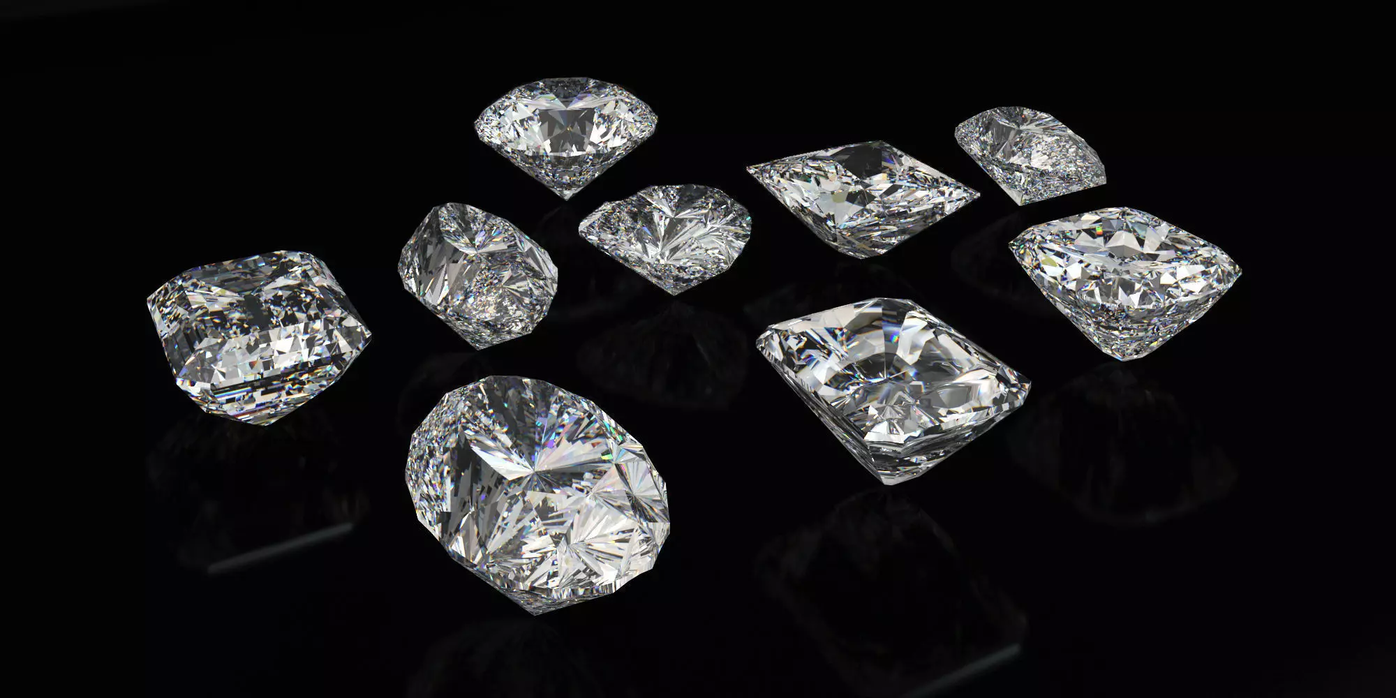 Diamond Cuts Low-poly 3D model_0