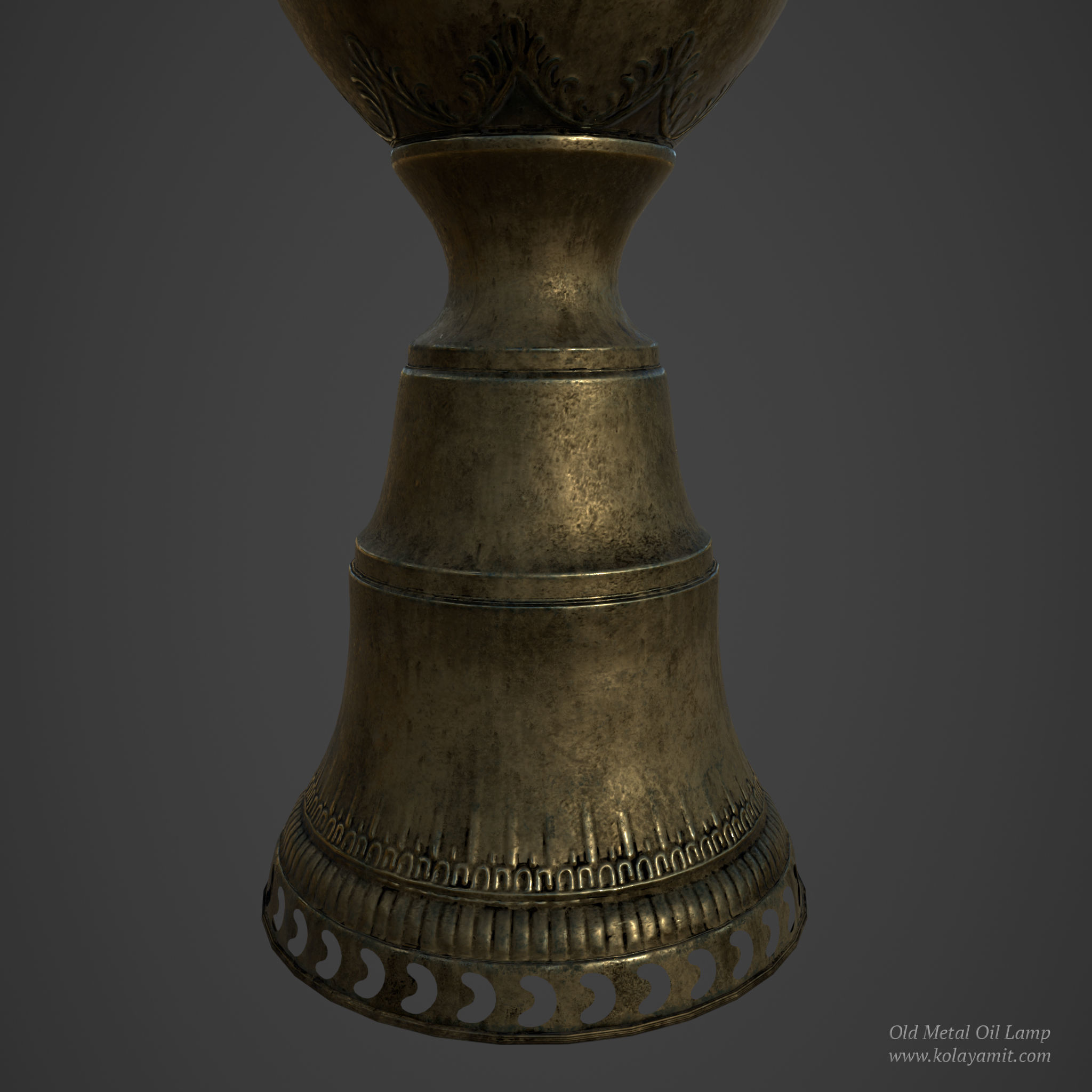 Old Metal Oil Lamp Low-poly 3D model_6