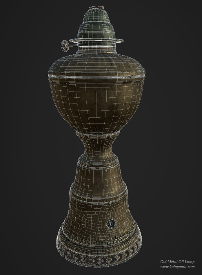 Old Metal Oil Lamp Low-poly 3D model_9