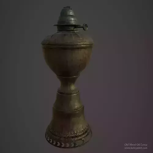 Old Metal Oil Lamp Low-poly 3D model