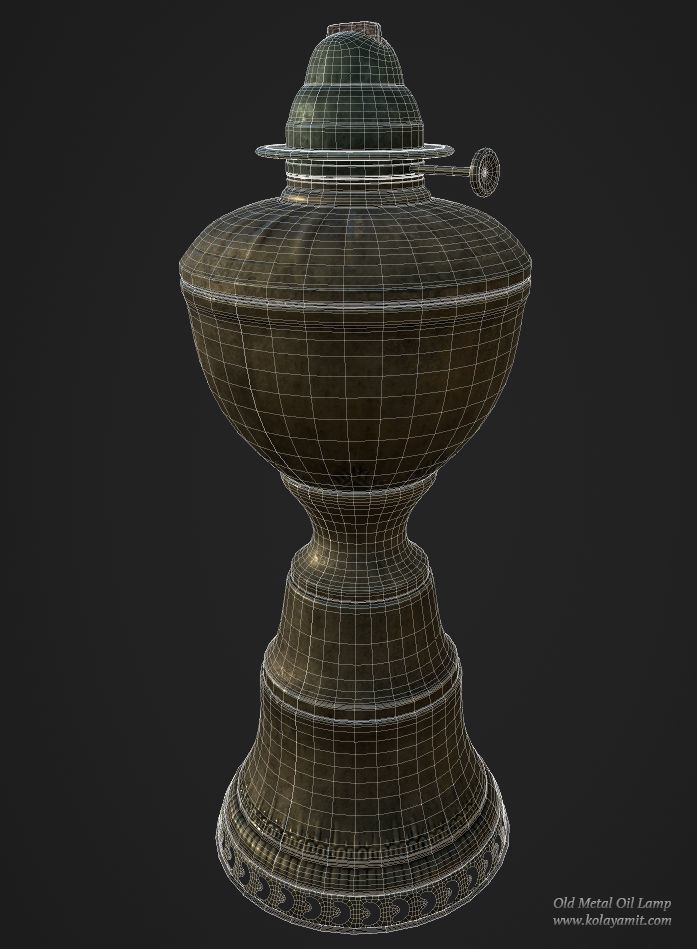 Old Metal Oil Lamp Low-poly 3D model_10