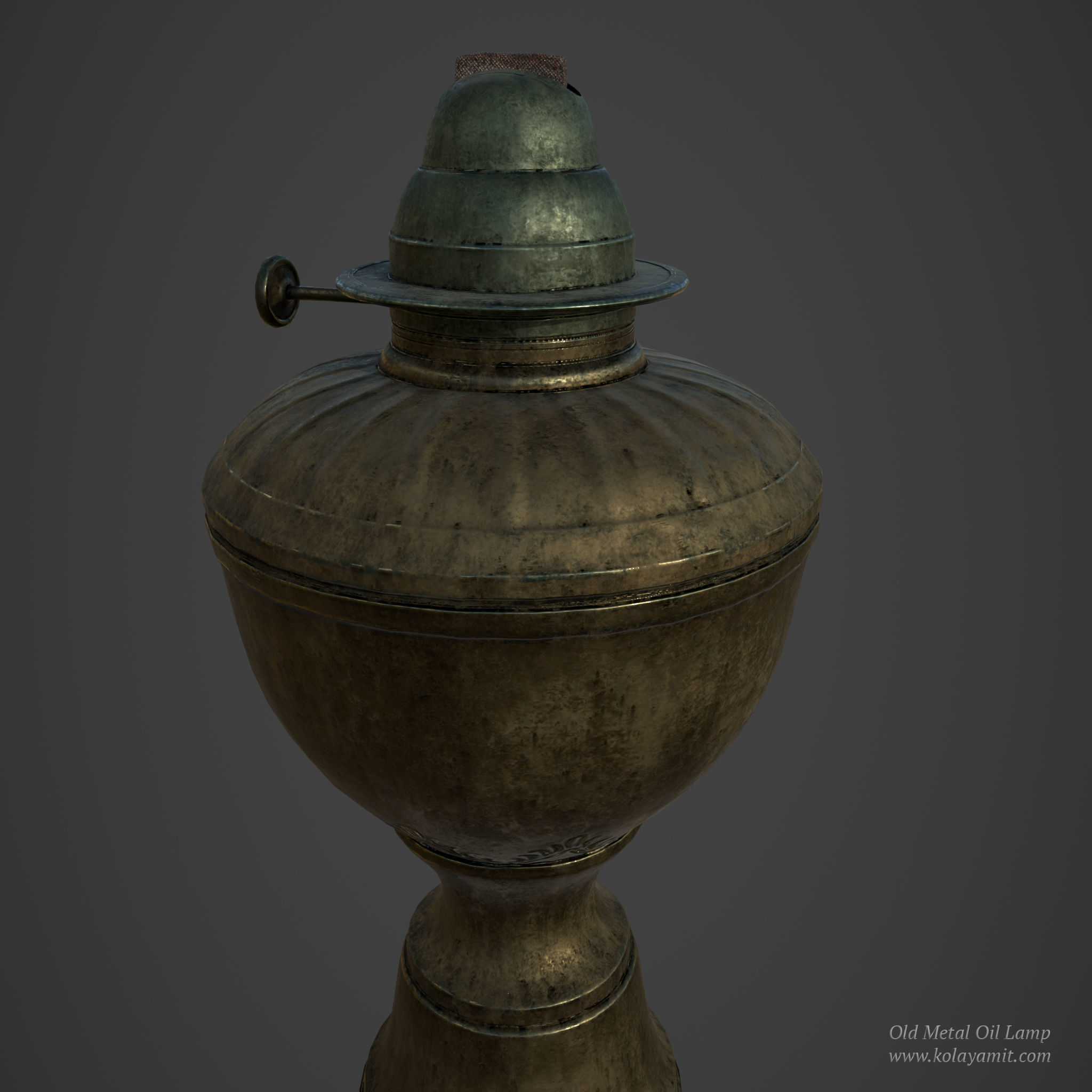 Old Metal Oil Lamp Low-poly 3D model_7
