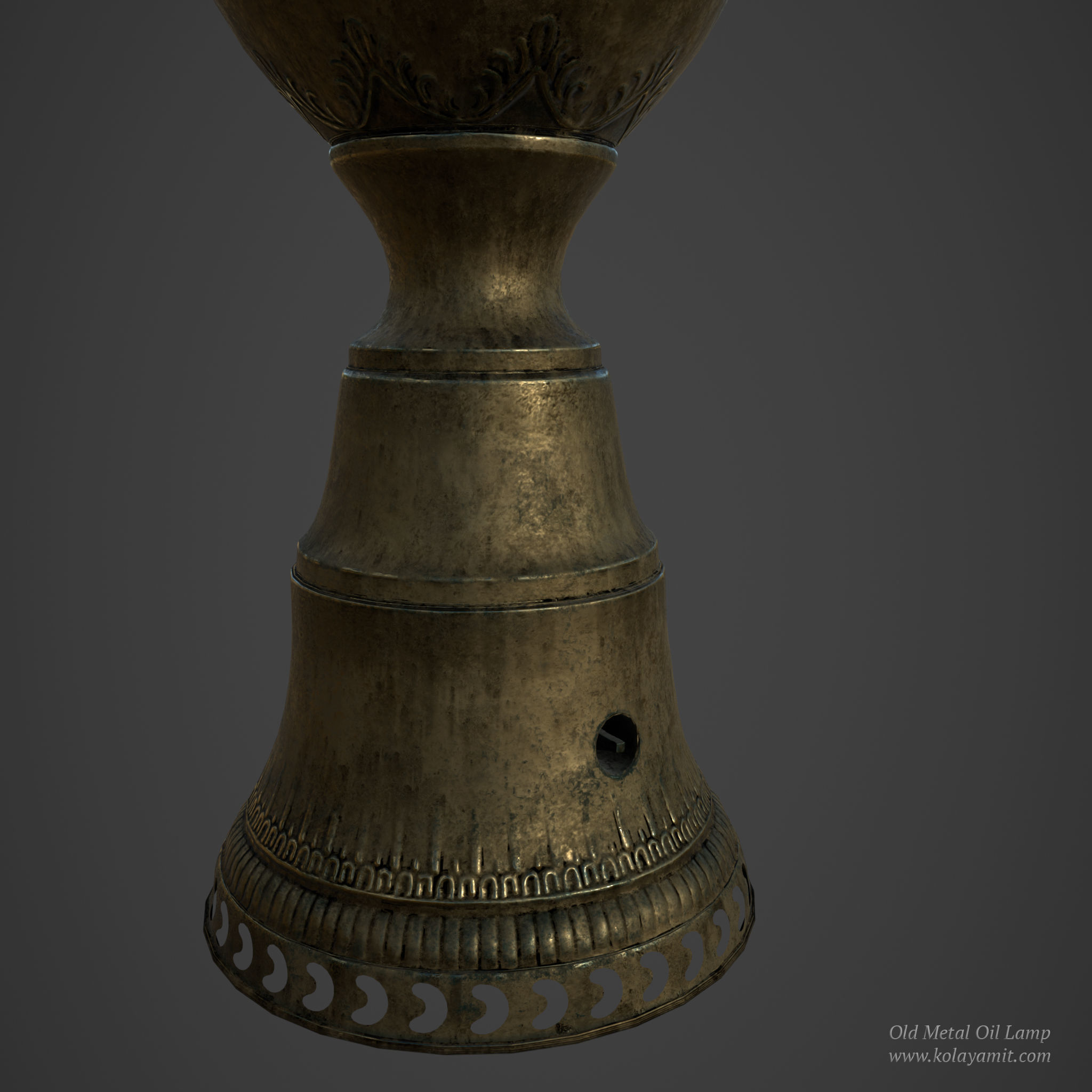 Old Metal Oil Lamp Low-poly 3D model_8