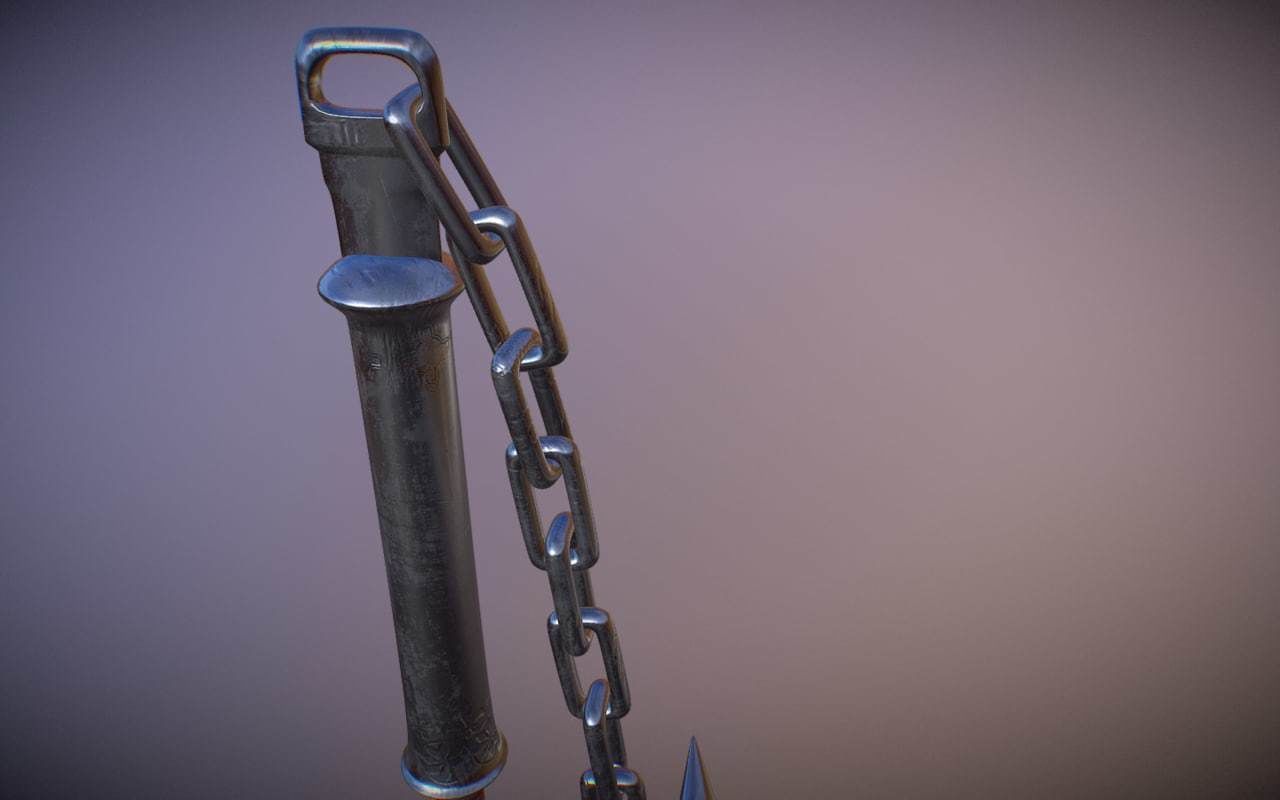 Medieval Morningstar Low-poly 3D model_4