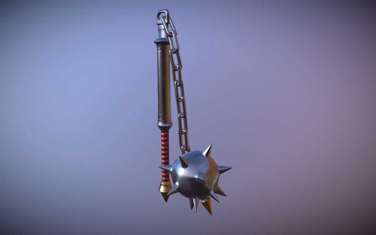 Medieval Morningstar Low-poly 3D model_2