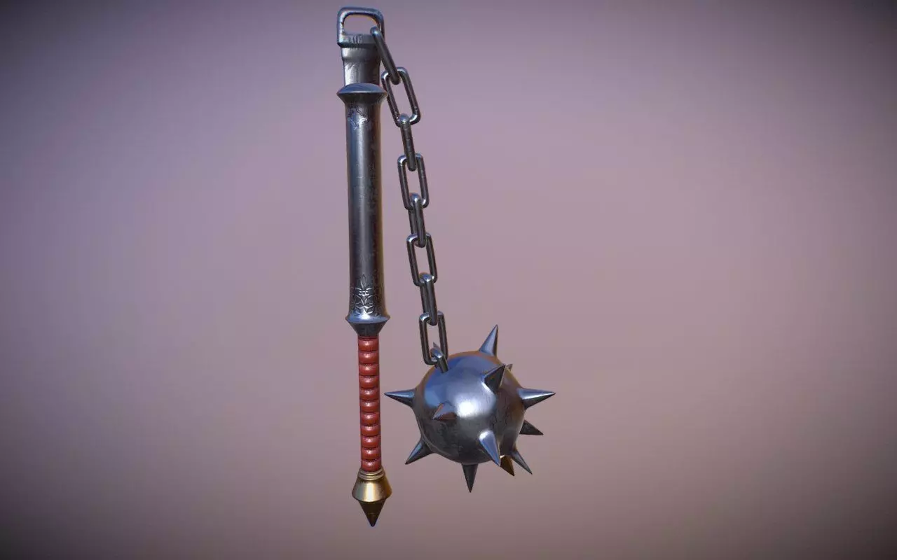 Medieval Morningstar Low-poly 3D model_0