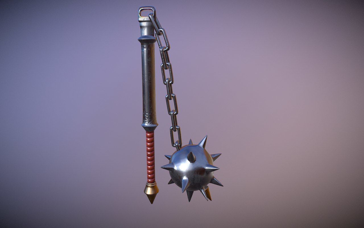 Medieval Morningstar Low-poly 3D model_1