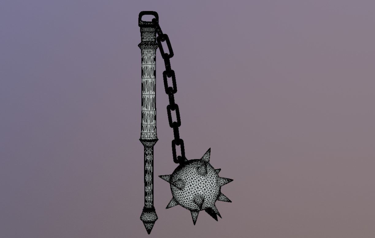 Medieval Morningstar Low-poly 3D model_6