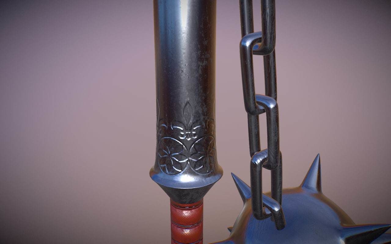 Medieval Morningstar Low-poly 3D model_3